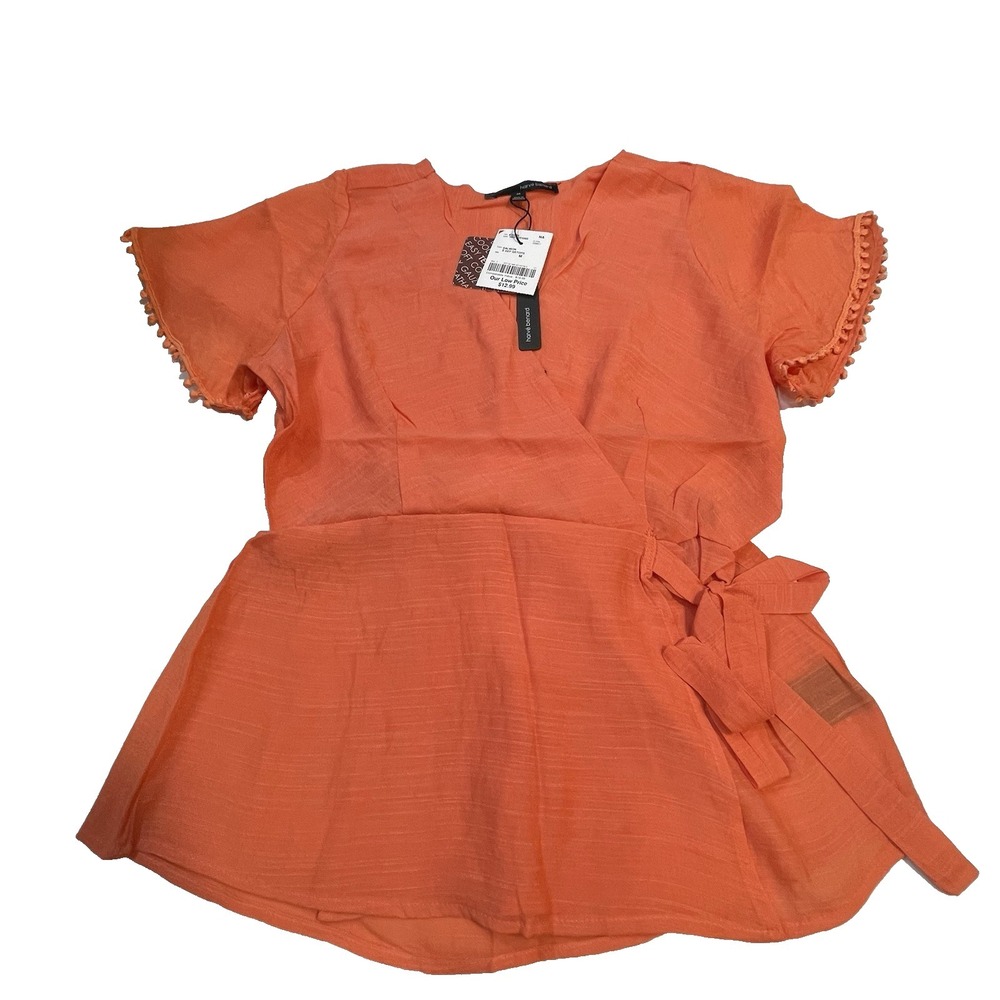 Harve Bernard Women's M Wrap Blouse V Neckline Tied Side Elastic Waist New